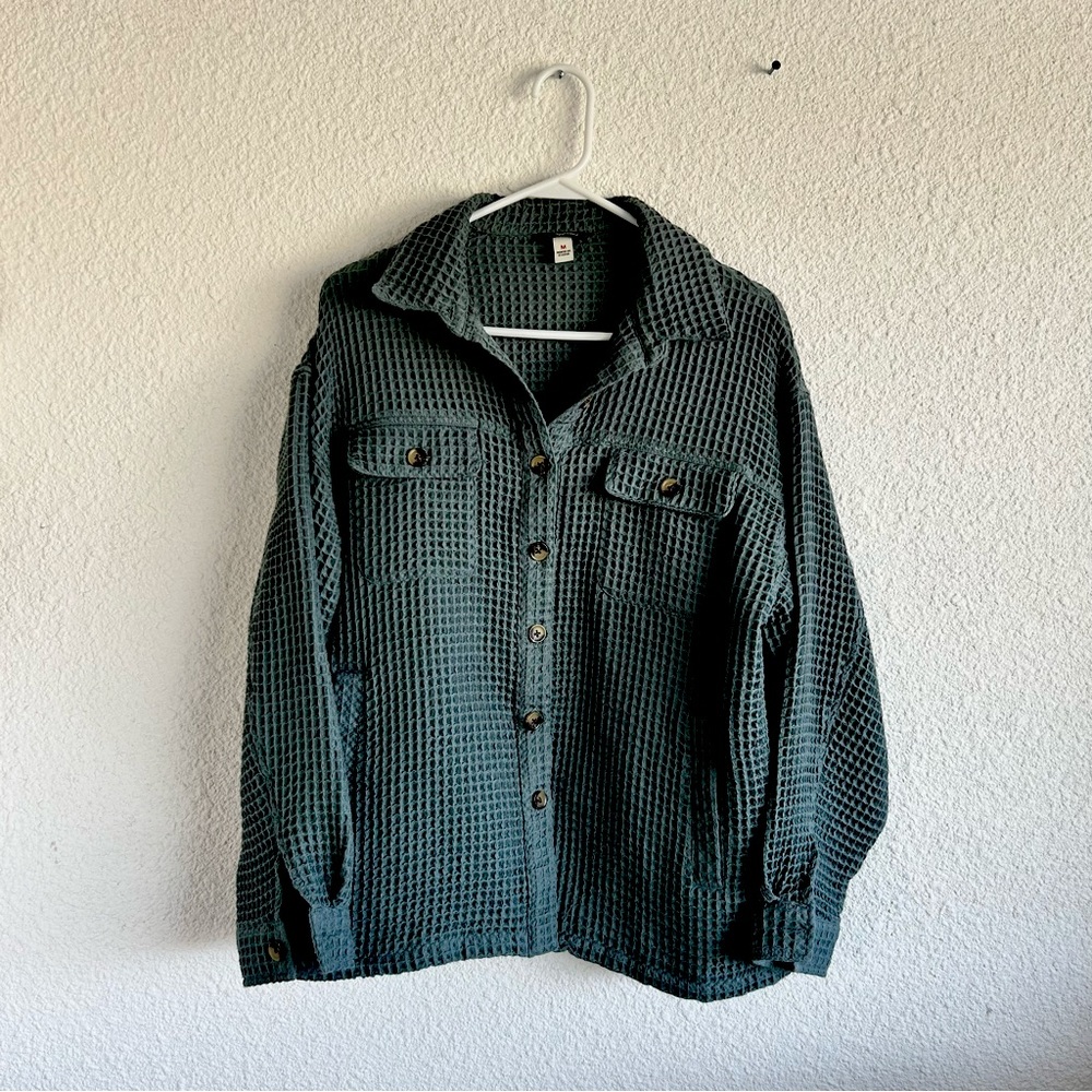 Supplies | pastel blue waffle knit jacket